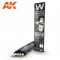 AK interactive   AK-10039 Набор акварельных карандашей WATERCOLOR PENCIL SET BLACK AND WHITE 